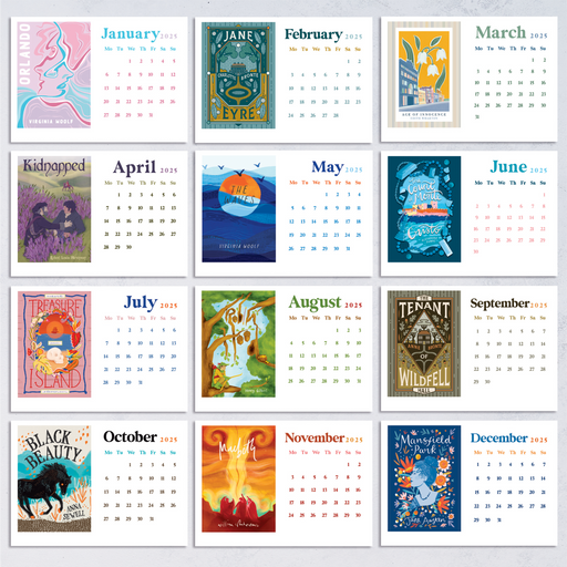 2025 Calendar. Literary Calendar. Postcard desk calendar. Gifts for book lover, bookworms, bibliophile, readers and artists. Bookishly Stationery.