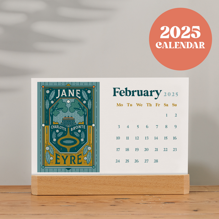 2025 Calendar. Literary Calendar. Postcard desk calendar. Gifts for book lover, bookworms, bibliophile, readers and artists. Bookishly Stationery.