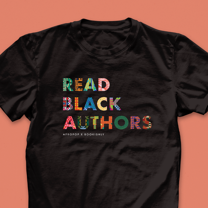 Read Black Authors t-shirt, designed in collaboration with Afropop. Featuring block text with patterns inspired by African Heritage. Gifts for Book lover, bookworms, readers and bibliophiles. In support of black history month.