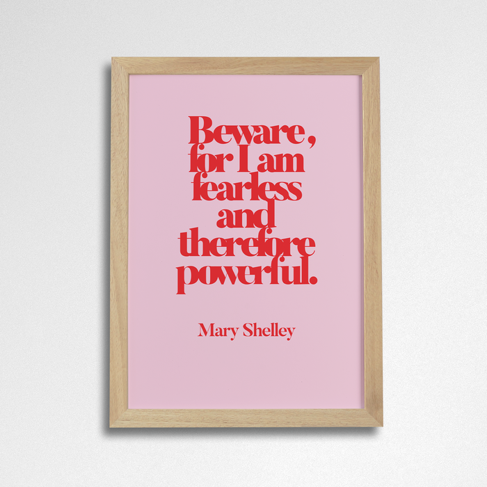 Inspirational “I Am Fearless” Quote Red Over Pink Art Poster