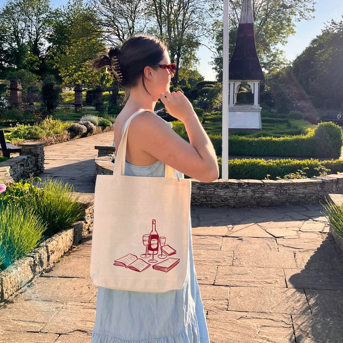 Book and Wine - Bookish Tote Bag