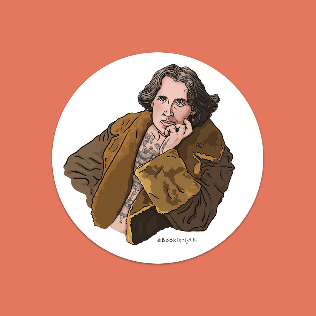 Classic Literature Authors. Urban Illustration. Authors with tattoos. Modern Illustration. Tattoo Lover. Bookish Gifts. Laptop Vinyl Sticker. Oscar Wilde with tattoos. Classic Literature. Support LGBTQ. Read queer authors.