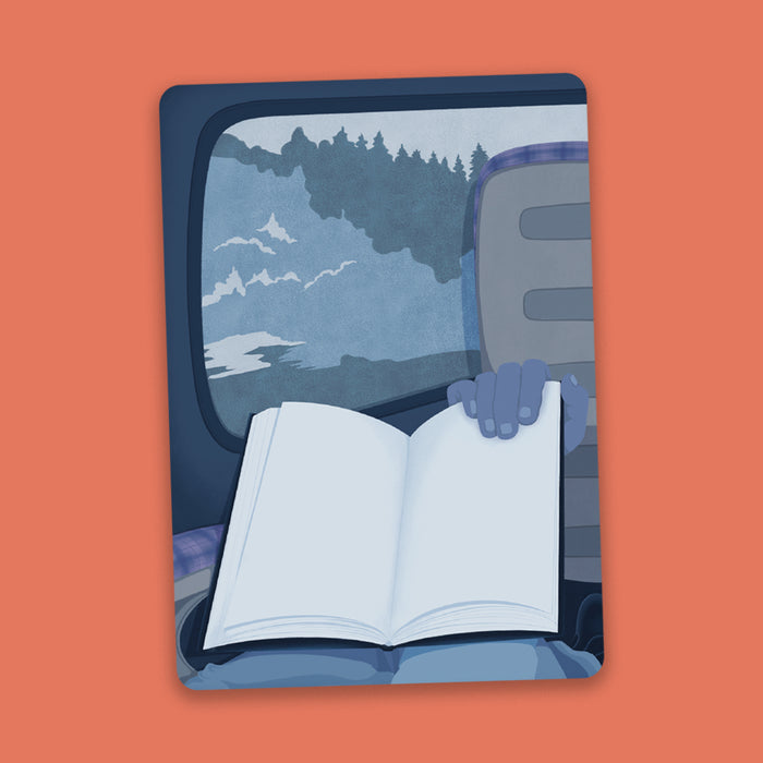 Reading on a train POV - Premium Die Cut Sticker