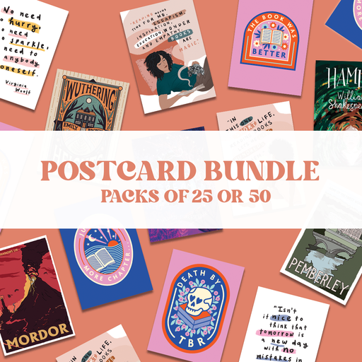 Bookish gift. Postcard. Literary Postcards. Teachers resources. Back to school stationary. Stationary. Childrens room decor. Lucky Dip. Party bag presents. Pen Pal. Reader Gifts. Gifts for bookworms. Gifts for teachers.