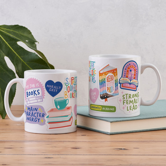 Bookish Stickers Ceramic Mug