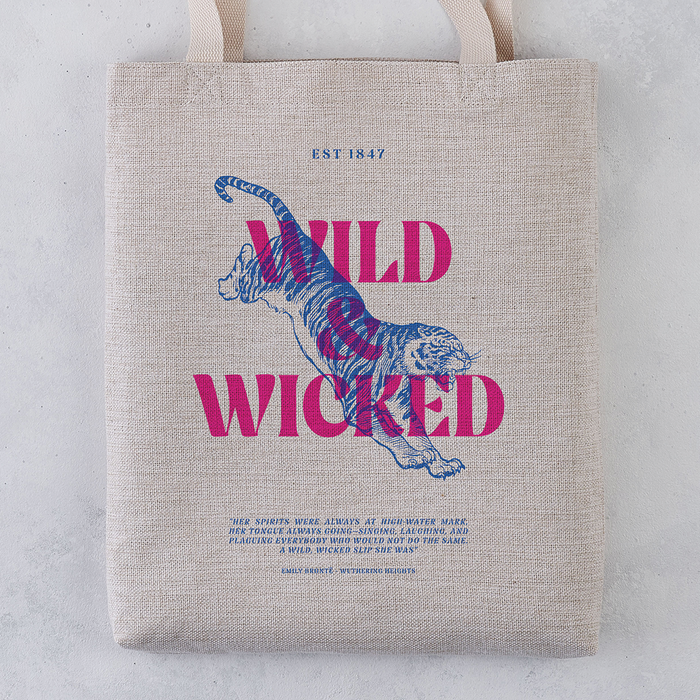 Wild and Wicked. Bronte Sisters. National Theatre Merch. Bookishly tote bag. Perfect for book lovers, bookworms, readers and bibliophiles.