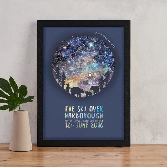 Personalised Star Map Family Print - Silhouette Designs