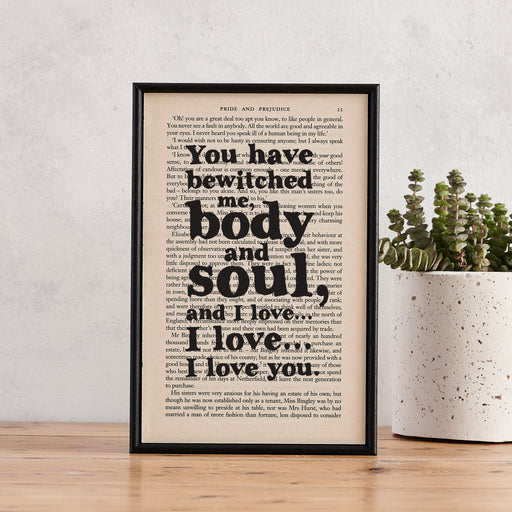 "You Have Bewitched Me, Body And Soul" Framed Print. Home decor for readers. Perfect for book lovers, bookworms, bibliophiles and readers.